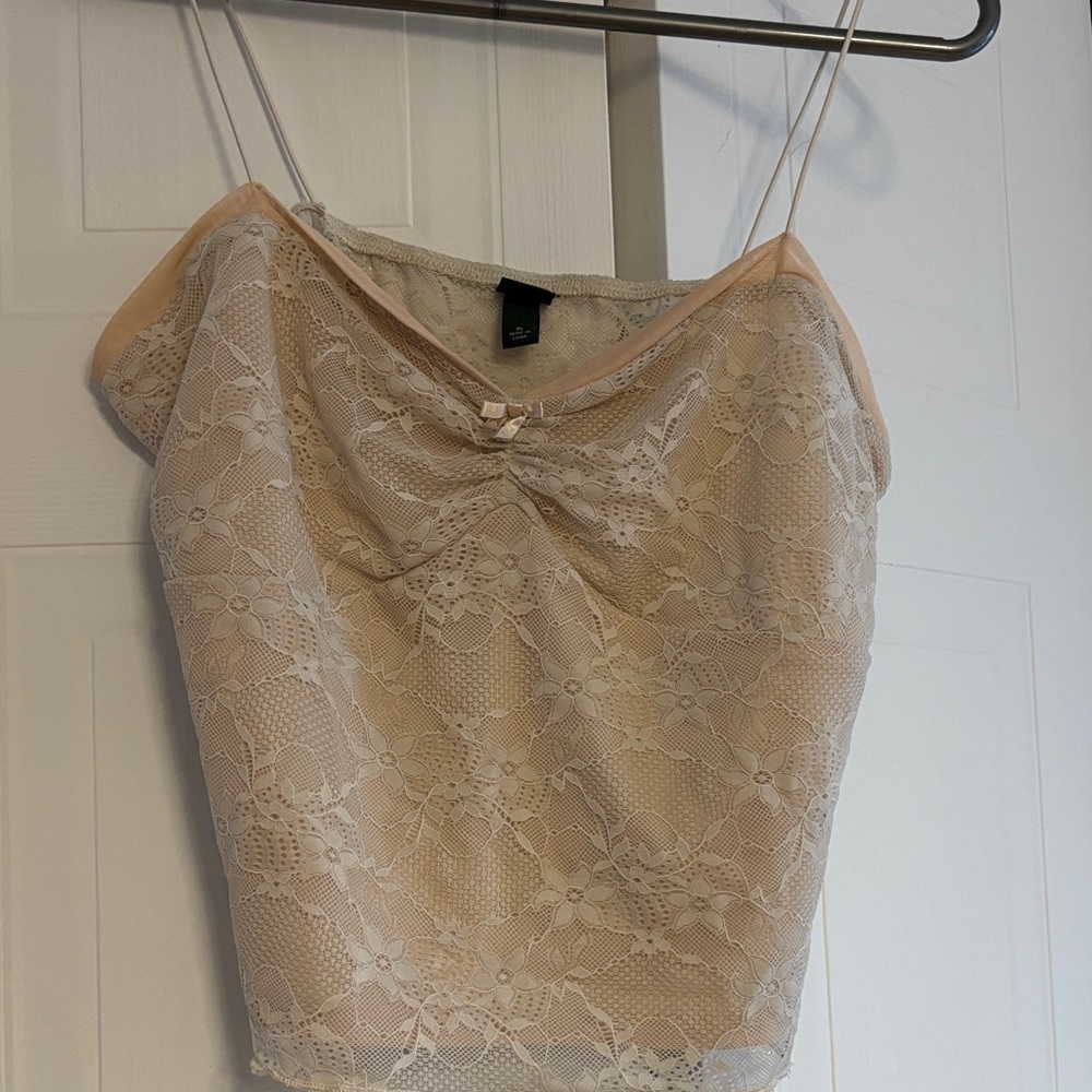 wild fable Lace-Overlay Nude Camisole